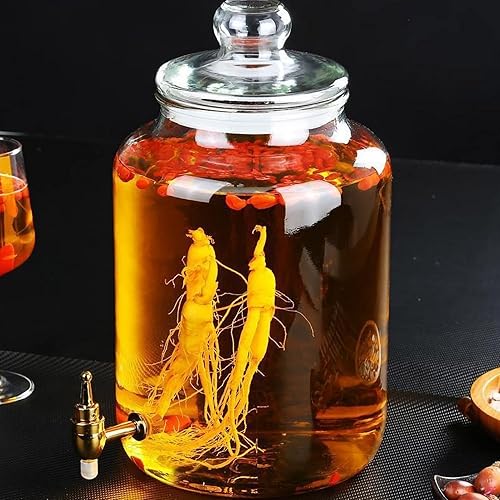 Miniatura 2 de Happyyami Dispensador de bebidas de vidrio con grifo dispensador de bebidas, tarro de masón, dispensador con tapa para té solar, té helado, jugo de