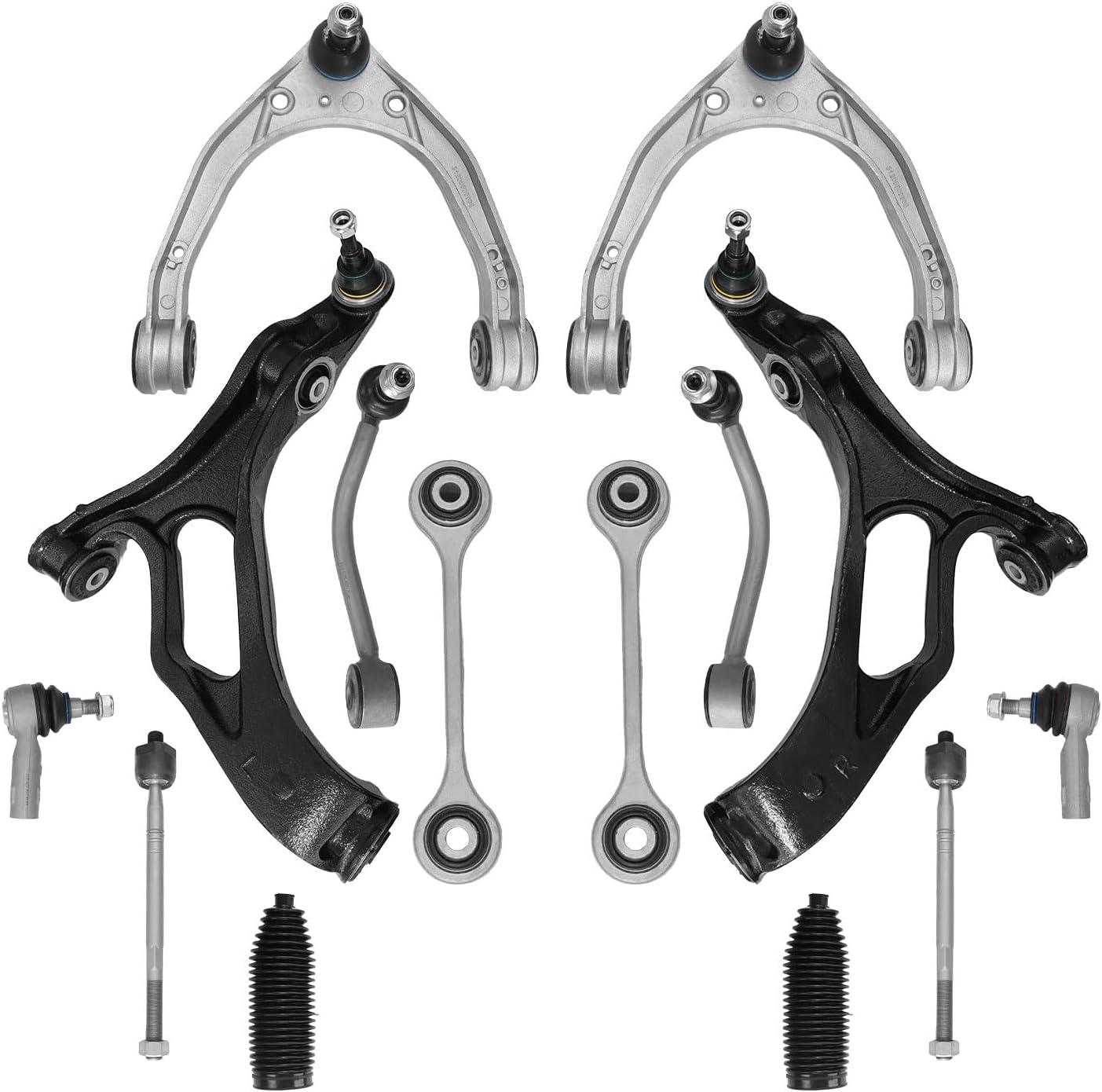 Control Arm, Front Upper Lower Suspension Kit Sway Bar Link Tie Rod End Boot Compatible With 2007-2010 Audi Q7 2003-2010 Porsche Cayenne 2004-2010 VW Touareg