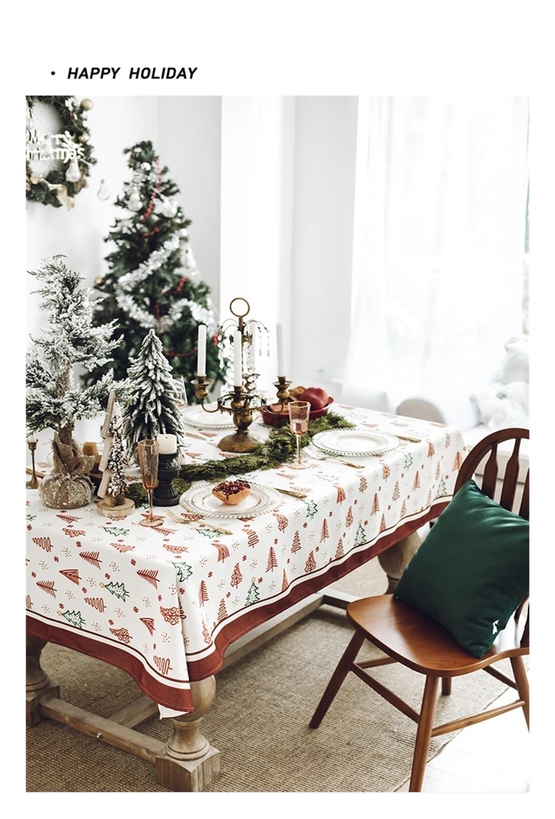 tischtuch Weihnachten Weihnachtstischdecke, hochwertiges, rechteckiges, wasserfestes, bedrucktes Tischdekorationstuch für Partys, Dekoration(Tb31-1,140X300cm)
