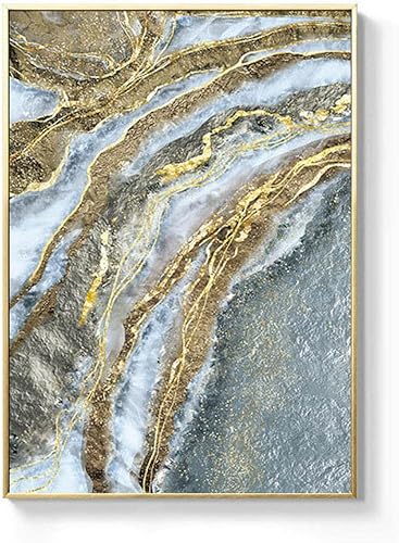 Miniatura 5 de Cuadros impresos en lienzo abstracto con patrón de mármol amarillo, carteles de decoración para el pasillo del dormitorio nórdico, pared del hogar,