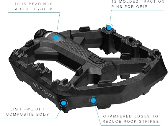 Crankbrothers Stamp Flat MTB Pedals - Size-Specific, Lightweight, Versatile, Durable Bike Pedals