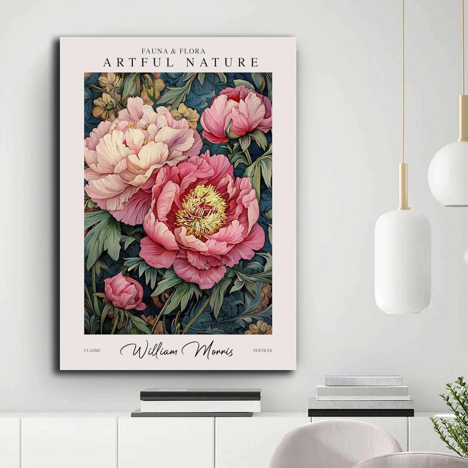 Amazon.com: Wall Art Canvas Print William Morris Pink Big Peonies