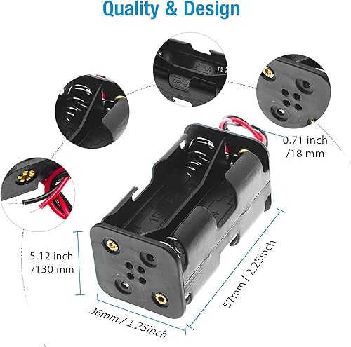 Vista 44 de QTEATAK Paquete de 8 soportes de batería AA con cable, 1 soporte de batería AA de 1.5 V, 2 piezas, 2 soportes de batería AA de 3 V, 2 piezas, 3