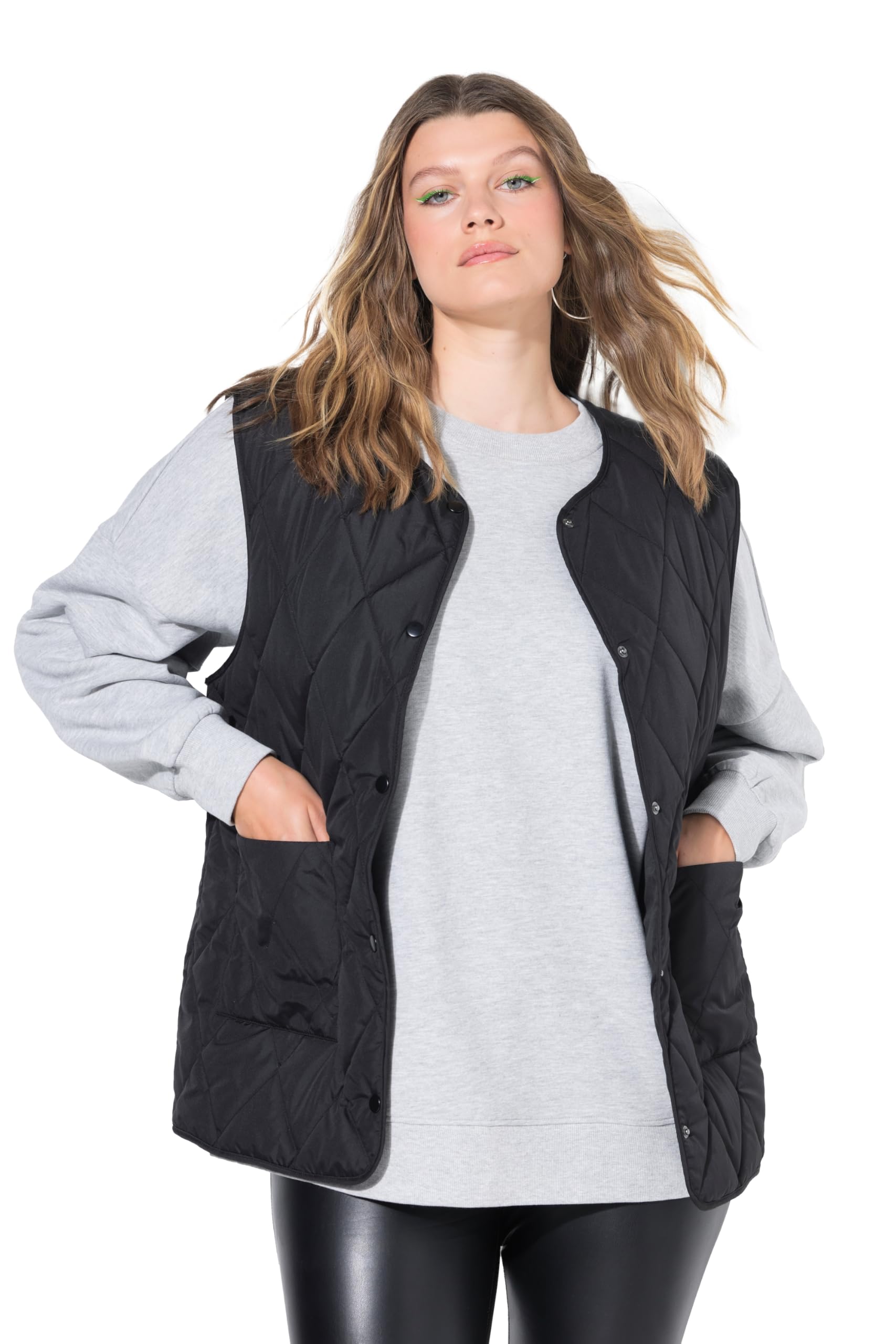 Studio Untold Damen große Größen Übergrößen Plus Size Light-Steppweste, Oversize Shape, Druckköpfe 844022