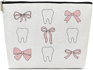 Dental Assistant Gifts Makeup Bag for Purse, Small Cosmetic Bag, Dental Hygienist Gifts for Women Graduates Student, Girly Girl Stuff, Hygienist Student Must Haves Organizer Pouch