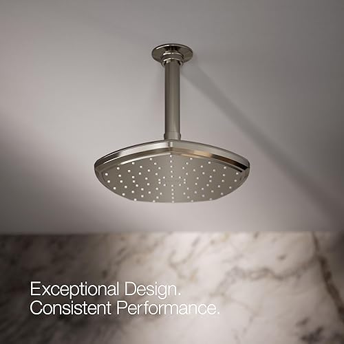Miniatura 8 de KOHLER 27051-SN - Cabezal de lluvia de una sola función de 8 pulgadas, cabezal de ducha de un solo rociador, cabezal de ducha tipo lluvia, 2.5 GPM