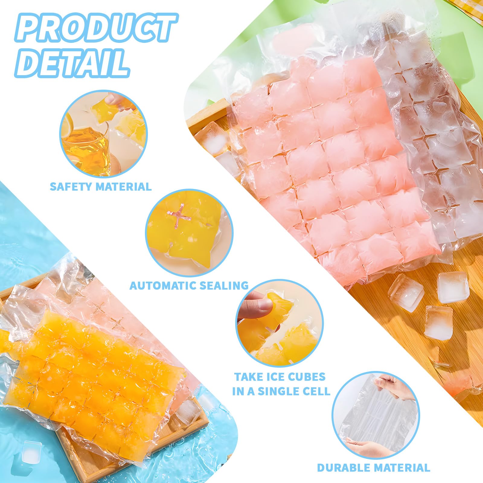 Lot De 200 Sacs à Glaçons Darryy – Auto-Scellants, 24 Glaçons Par Sac, Jusqu’à 4800 Glaçons Pour Cocktails, Boissons & Plus
