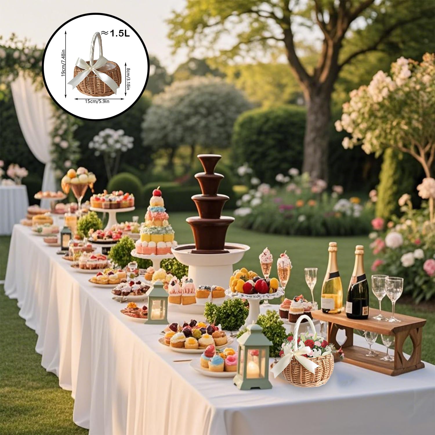 Cesti Intrecciati Con Nastro, Cestini Per Matrimoni Decorazione In Stile Country, Cesto Da Matrimonio In Paglia, Cesti Intrecciati Con Nastro, Adatto Per Matrimoni e Feste (Bianco)