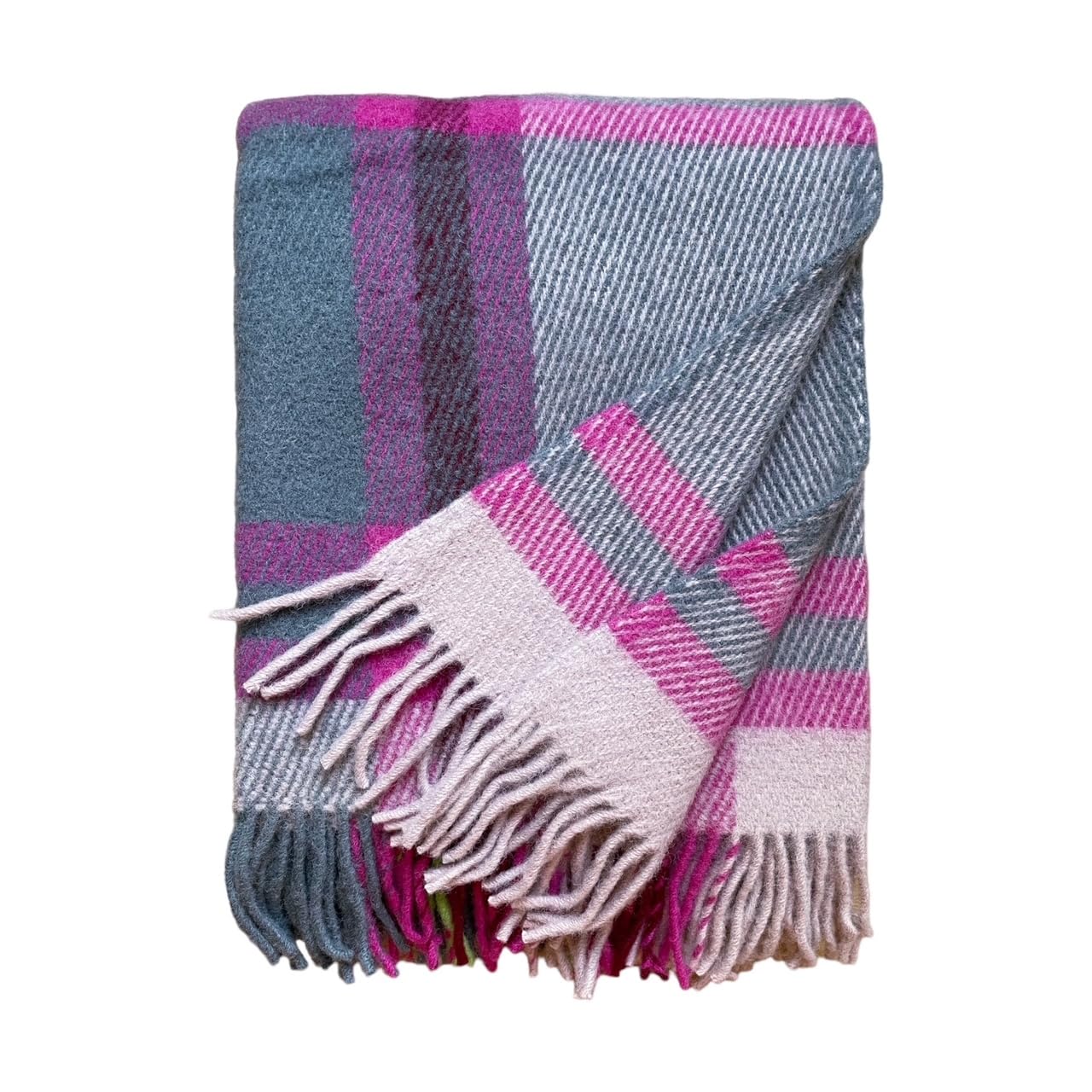 Couverture 100 % laine d'agneau JOWOLLINA plaid à carreaux écossais multicolore 150x205