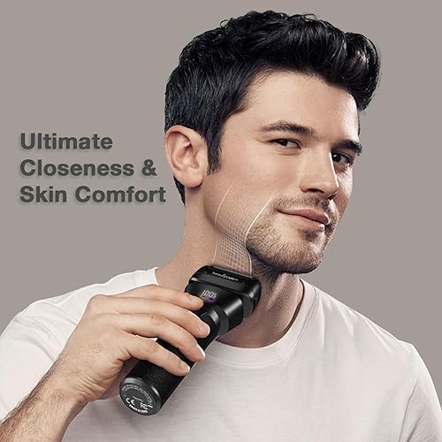 Miniatura 3 de Maquinilla de afeitar eléctrica profesional para hombres, afeitadora de papel de aluminio impermeable y recortadora de barba con 2 cabezales