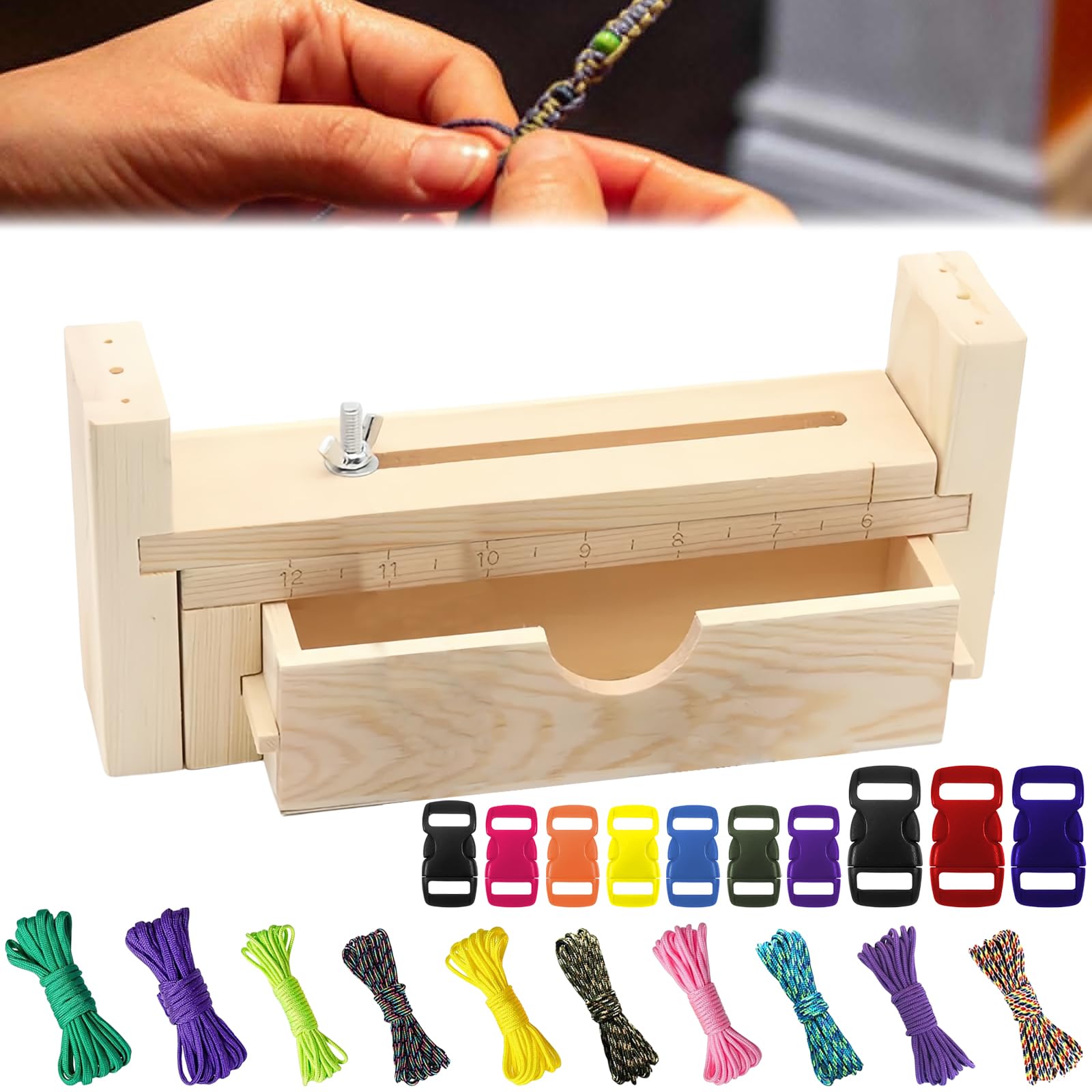 Kit De Création De Bracelets En Paracorde - Cadre En Bois Réglable Avec Cordes Et Boucles Incluses