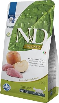 Farmina Natural And Delicious Boar And Apple Grain-Free Formula Dry Cat Food, 3.3 Pound Bag