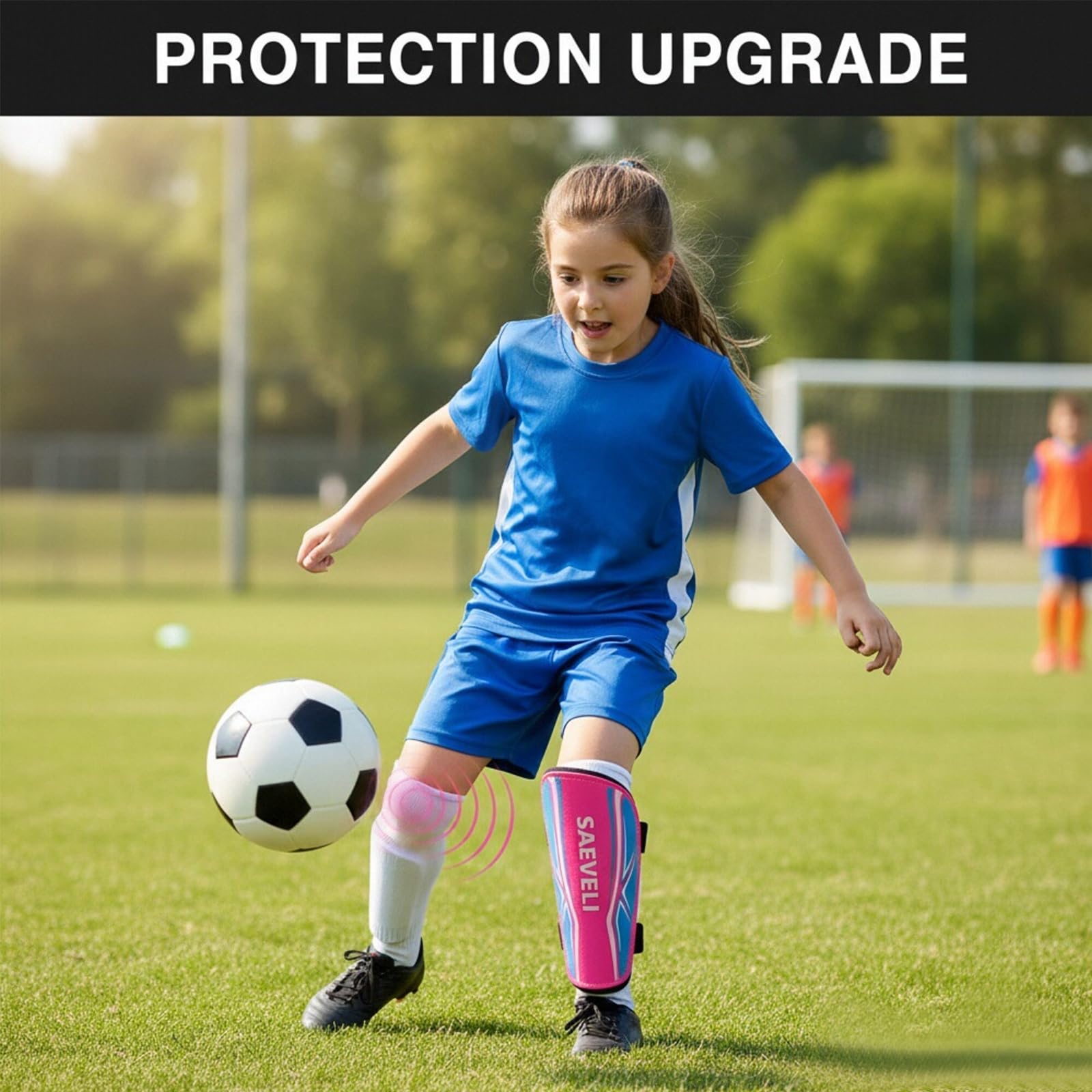 Parastinchi da calcio per bambini e ragazzi, leggeri e resistenti, con cinghie regolabili, per bambini dai 2 ai 14 anni