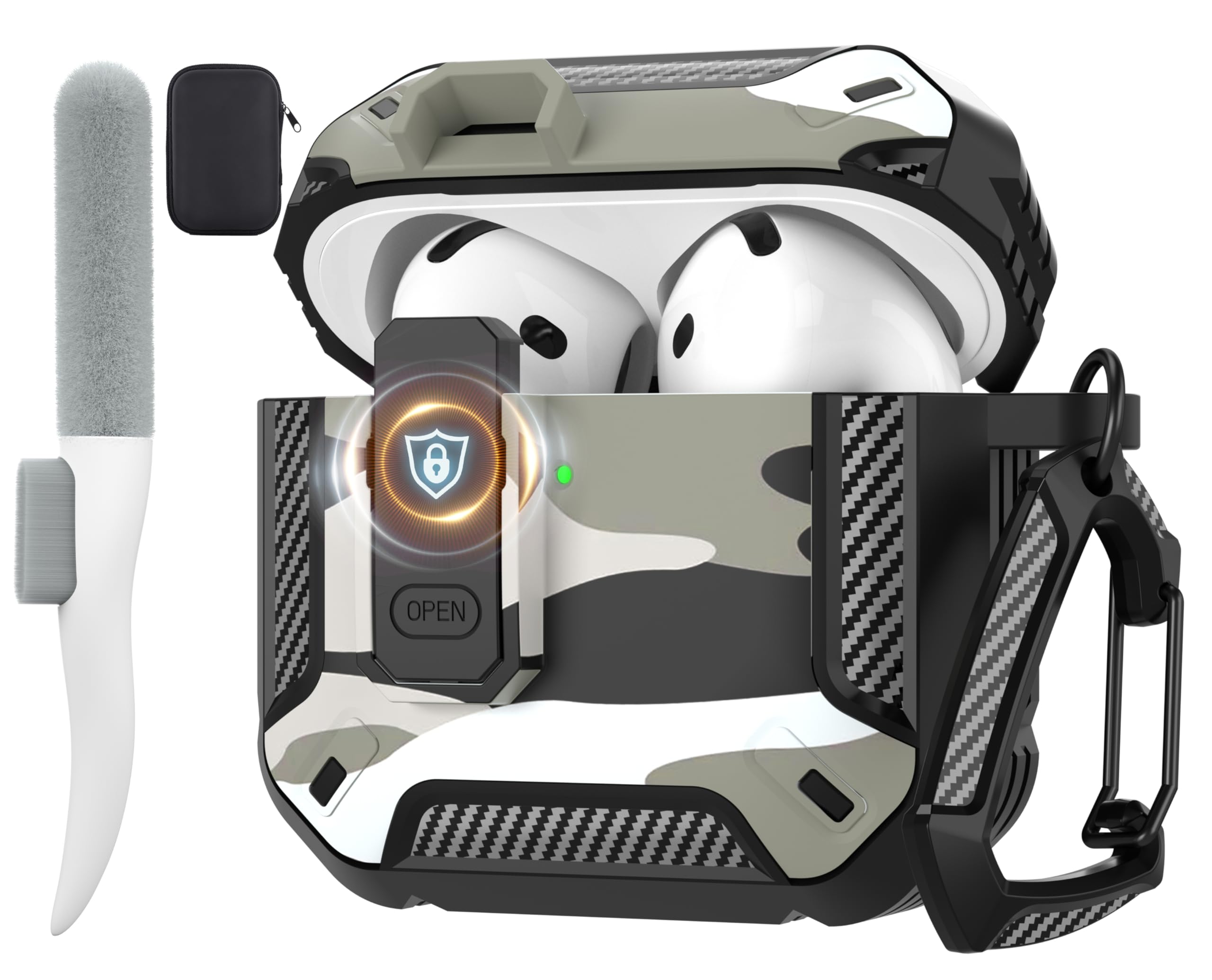 Maxjoy for AirPods 4 Case with Lock, AirPods 4th Generation Case Cover with Cleaner Kit Shockproof AirPod Gen 4 Protective Cases with Keychain