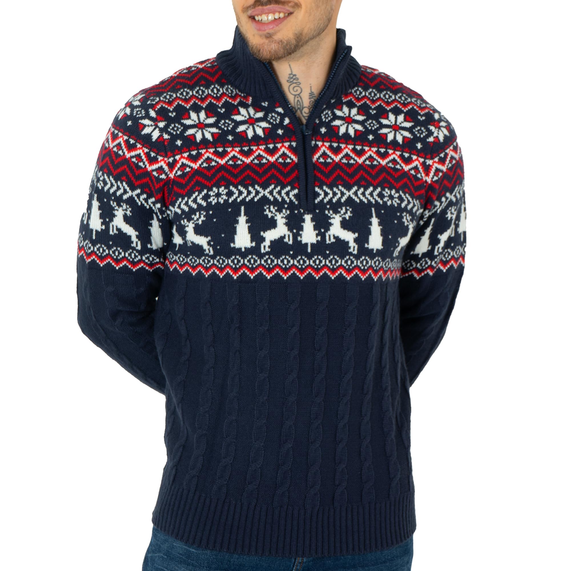 Mens Moose Merry Christmas Jumper Xmas Reindeer Novelty Pullover-image-24