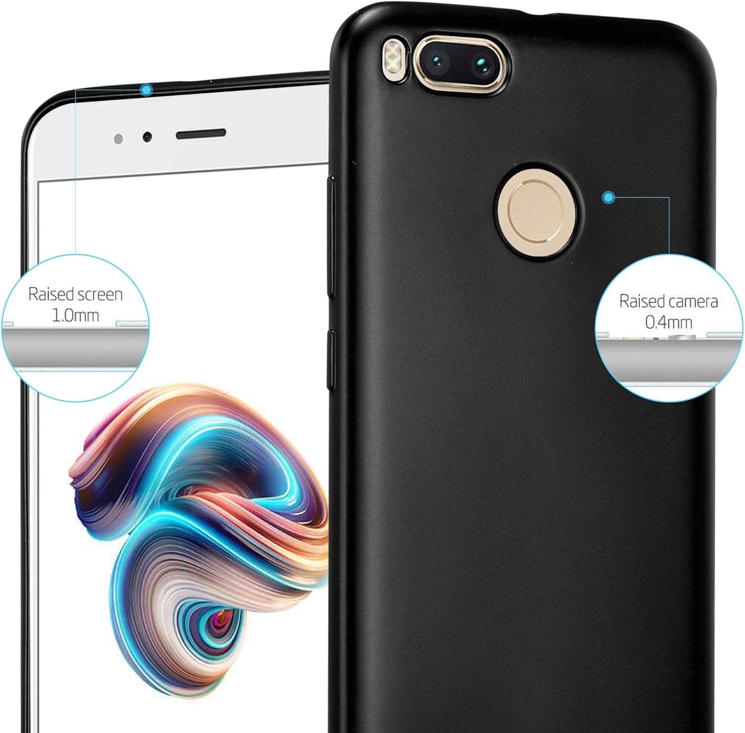 Cadorabo Case Compatible with Xiaomi Mi A1 / 5X in Metallic Black - Shockproof and Scratch Resistant TPU Silicone Cover - Ultra Slim Protective Gel Shell Bumper Back Skin