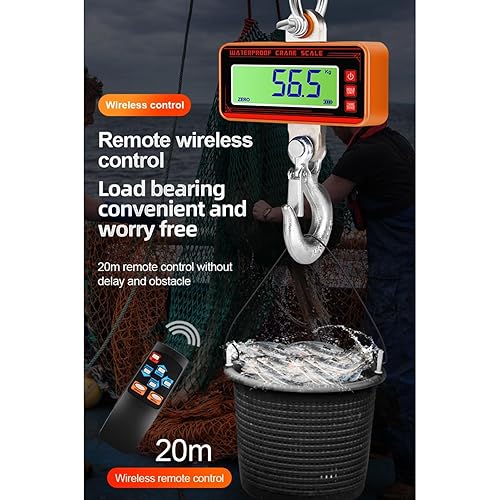 Miniatura 3 de Báscula digital para grúa, 3,306.9 lbs, 3000 libras, báscula colgante industrial resistente con pantalla LED, control remoto inalámbrico, caja de