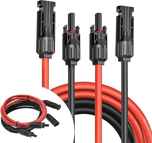 Cable de extensión solar de 20 pies, cable de panel solar de 10 AWG, conexión profesional, conectores hembra y macho, alambre de cobre estañado para