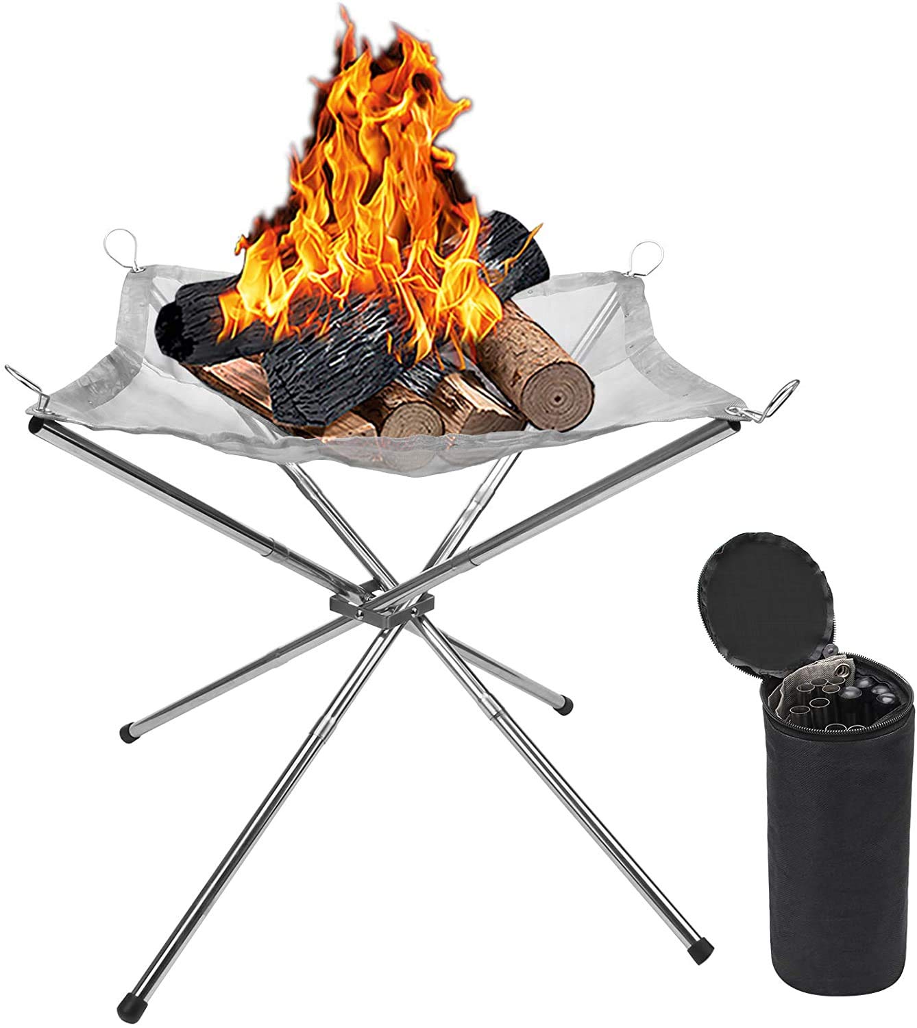 Hoedia Portable Fire Pit Outdoor 16.5 Inch Camping Fire Pit Foldable