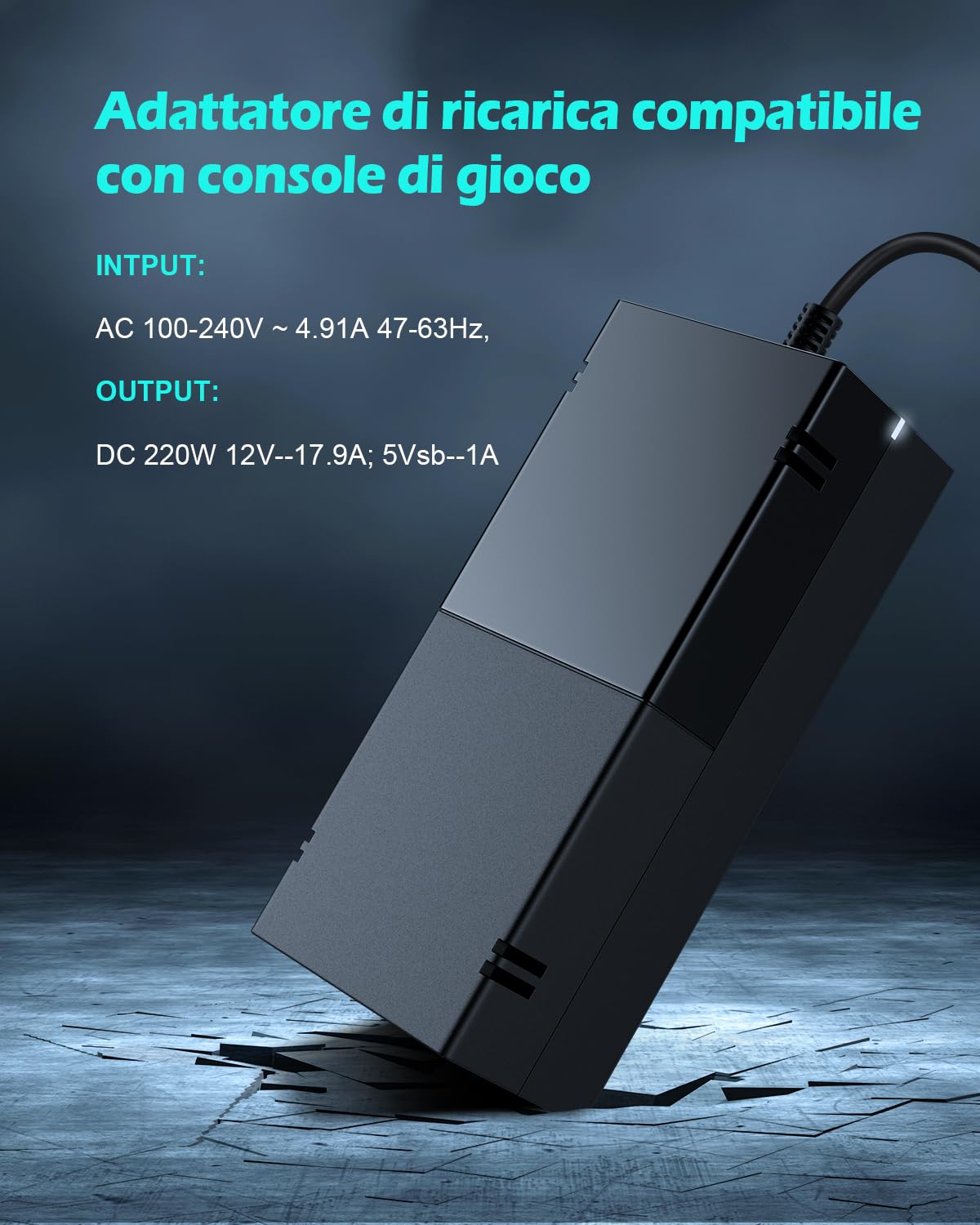 Sostituzione dell'alimentatore dell'adattatore CA per Xbox One, Cavo di alimentazione per Xbox One Brick EU Charging Cable100-240V Voltage