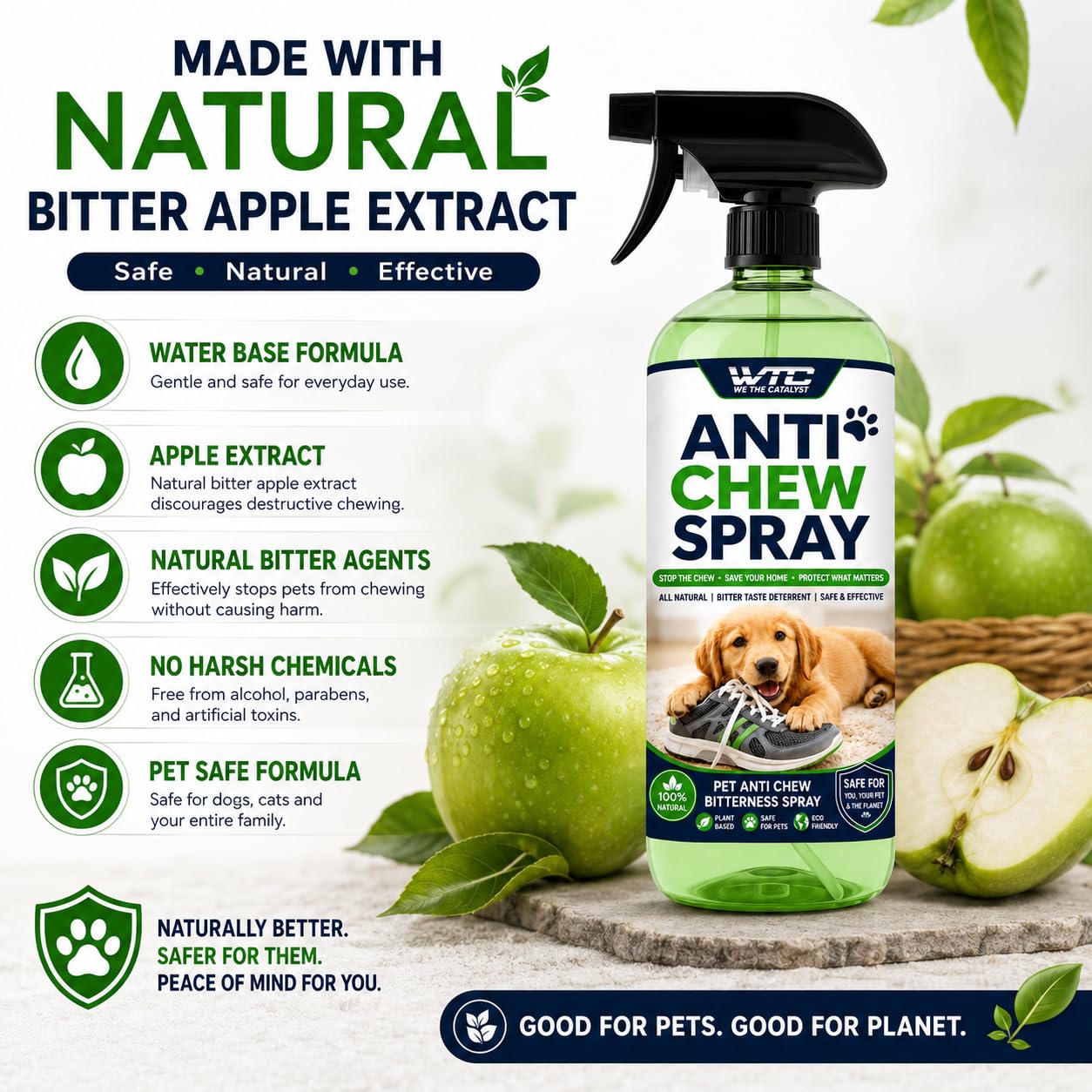 WTC Bitter Apple Spray 500 ml for Dogs to Stop Chewing | Puppy and Dog Chewing Spray Deterrent | Anti Chew Extra Strength Pet Corrector | Safe for Indoors & Outdoors 4