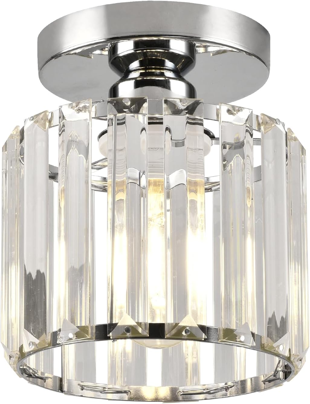 ZYDTRIP Small Crystal Ceiling Light, Silver Crystal Chandelier Modern LED Ceiling Light Pendant Fixture Lighting for Bedroom Hallway Entrance Balcony