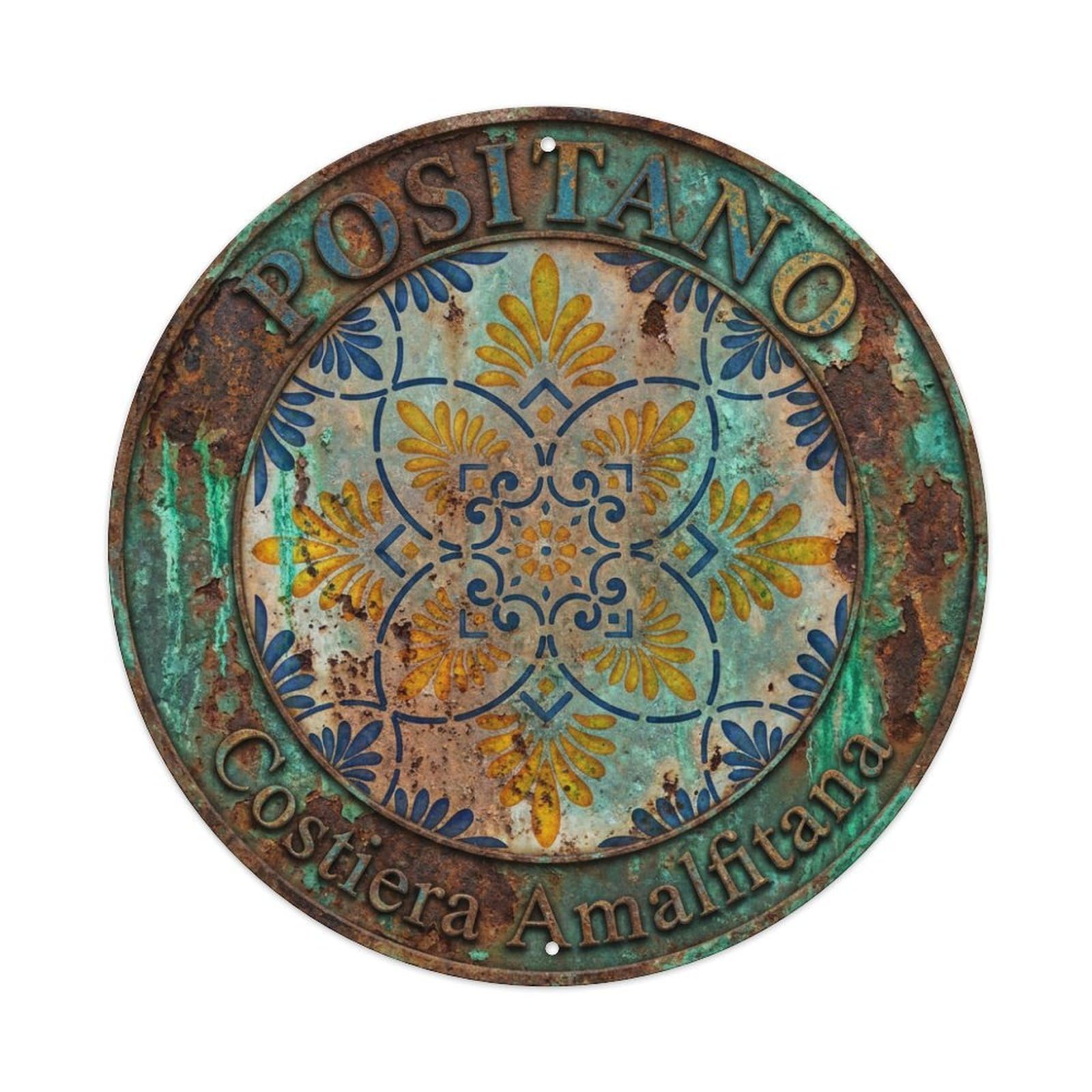 Vintage Travel Positano Italy Memento Metal Tin Sign Plaque