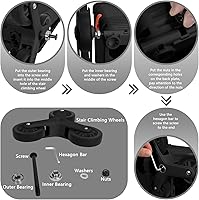 Vista 5 de Ruedas de Repuesto para Subir Escaleras para Carrito de Compras y Lavandería, Ruedas para Subir Escaleras de Carrito de Compras Triangular Trolley