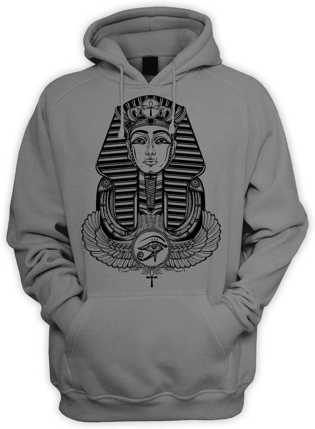 Tribal T-Shirts Egyptian Pharoah with Winged Ankh Symbol Men's Pouch Pocket Hoodie Hooded Sweatshirt