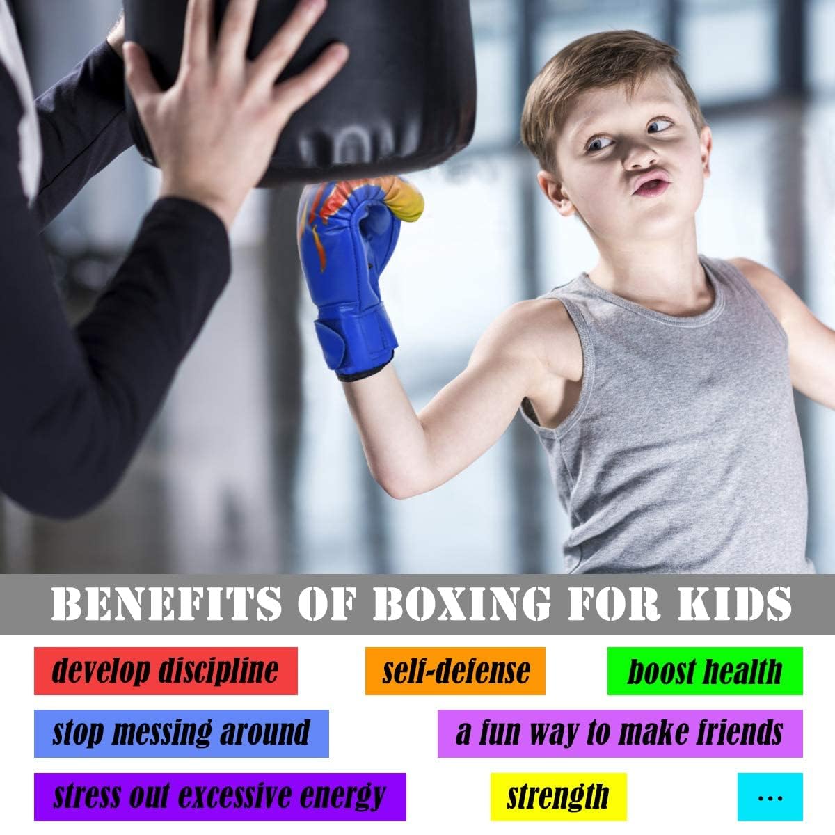 Kinder Boxhandschuhe, Box-Handschuhe für Kinder von 3-16 Jahre Training Gloves 4OZ 6OZ 8OZ zum MMA, Muay Thai, Kickboxen und Sandsack Sport