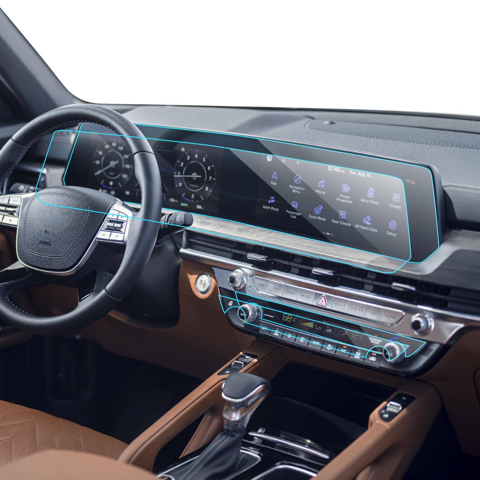 LANTU 4PCS Car Screen Protector for 2023-2025 Telluride (LX/S/EX/SX/SX Prestige/X-Line/X-Pro) Accessories Navigation& AC Nano Touchscreen Protector