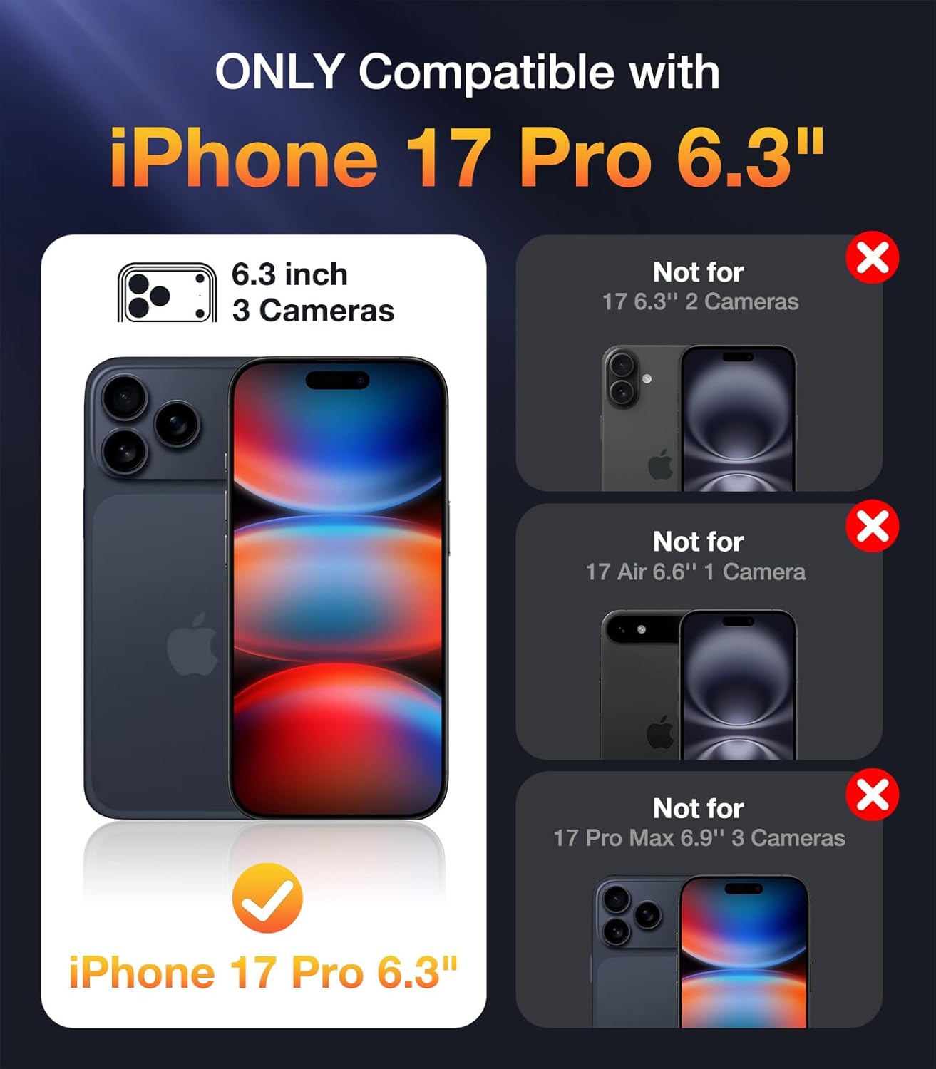 Diaclara Magnetic Designed for iPhone 17 Pro Case Full Body Bumper,[Compatible with MagSafe] Military Drop Proof Cover with Built-in Touch Sensitive Anti-Scratch Screen Protector,Deep Blue