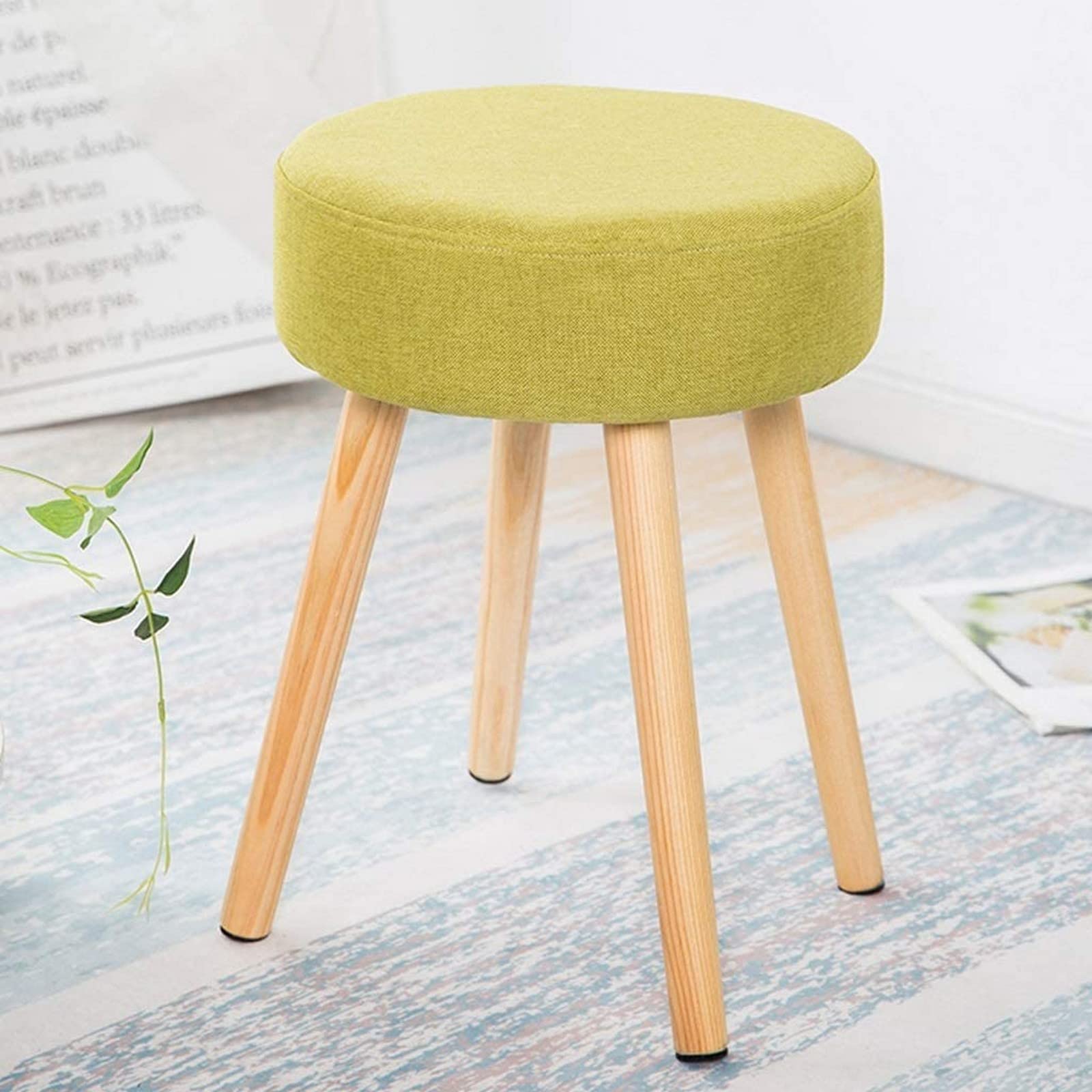 Repose-Pieds en Bois Massif Vert : Petit Tabouret Rembourré pour Canapé