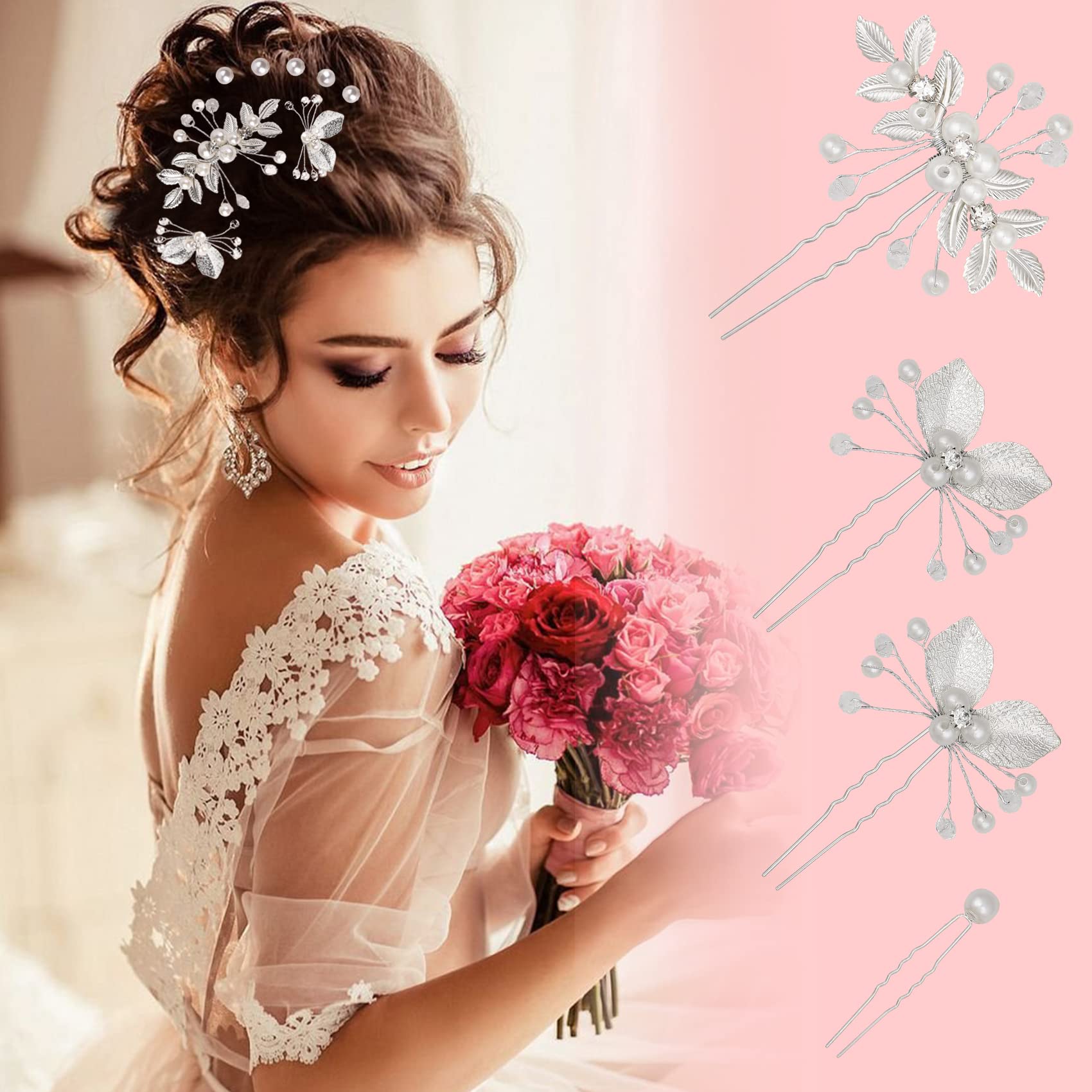 Clearine Fermaglio Per Capelli Sposa Con Cristallo E Perla - Perno Per Acconciature Matrimoniali - 3