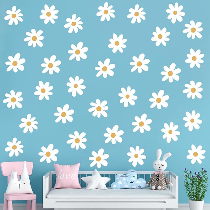 6 Láminas Vinilo Decorativo Margaritas Blancas Pared Pegatina Floral miniatura 3