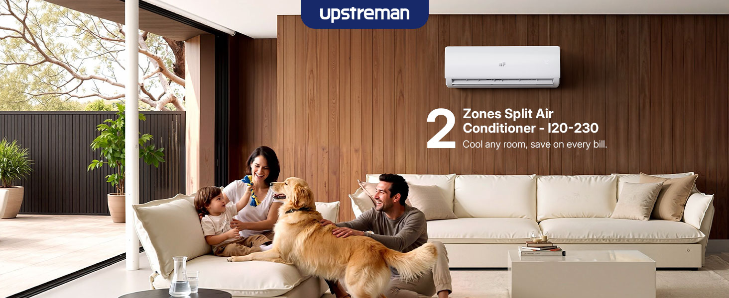 Image of Upstreman 2 Zone Mini Split with Heat Pump, 9K+12K BTU, 23 SEER2, 230V