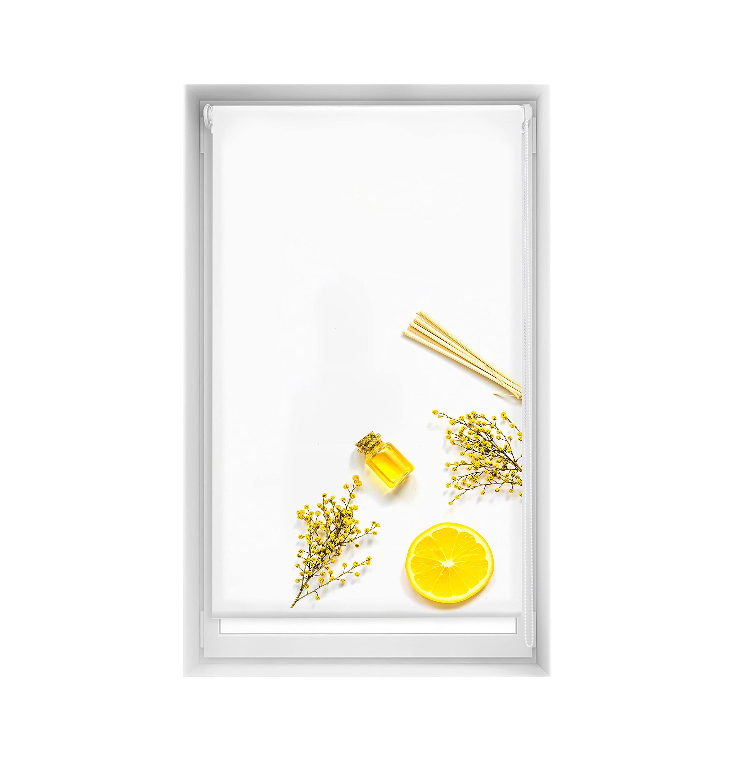 Blindecor Store occultant sans perçage Motif Blackout imprimé numérique Citron 90 x 150 cm Taille du Tissu 87 x 145 cm