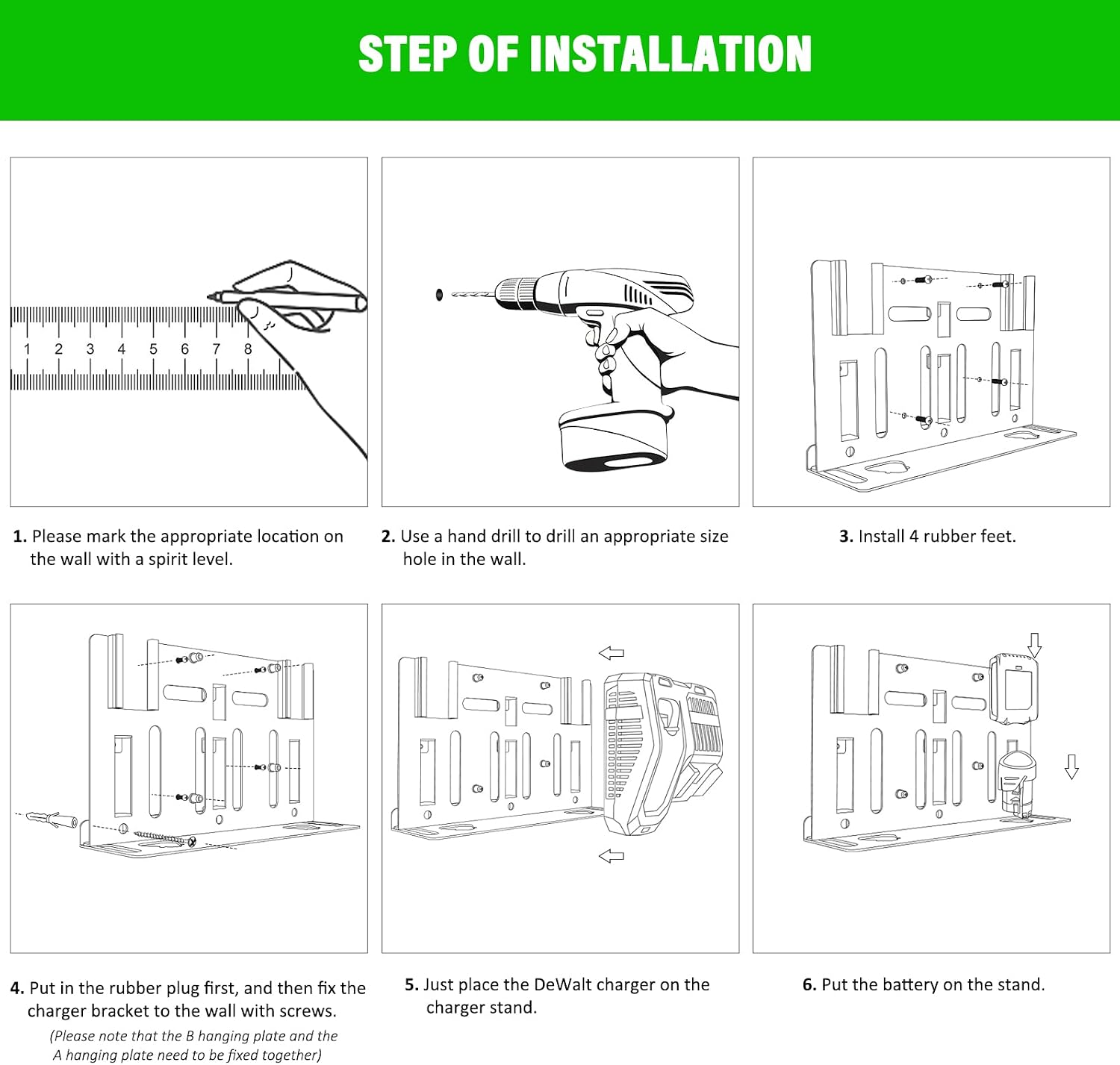 Wall Mount Bracket for Milwaukee M12 M18 Battery and Charger,Battery Storage for 12V18V, Metal 4 Battery Holder and Charger Holder for Tool Room and Garage