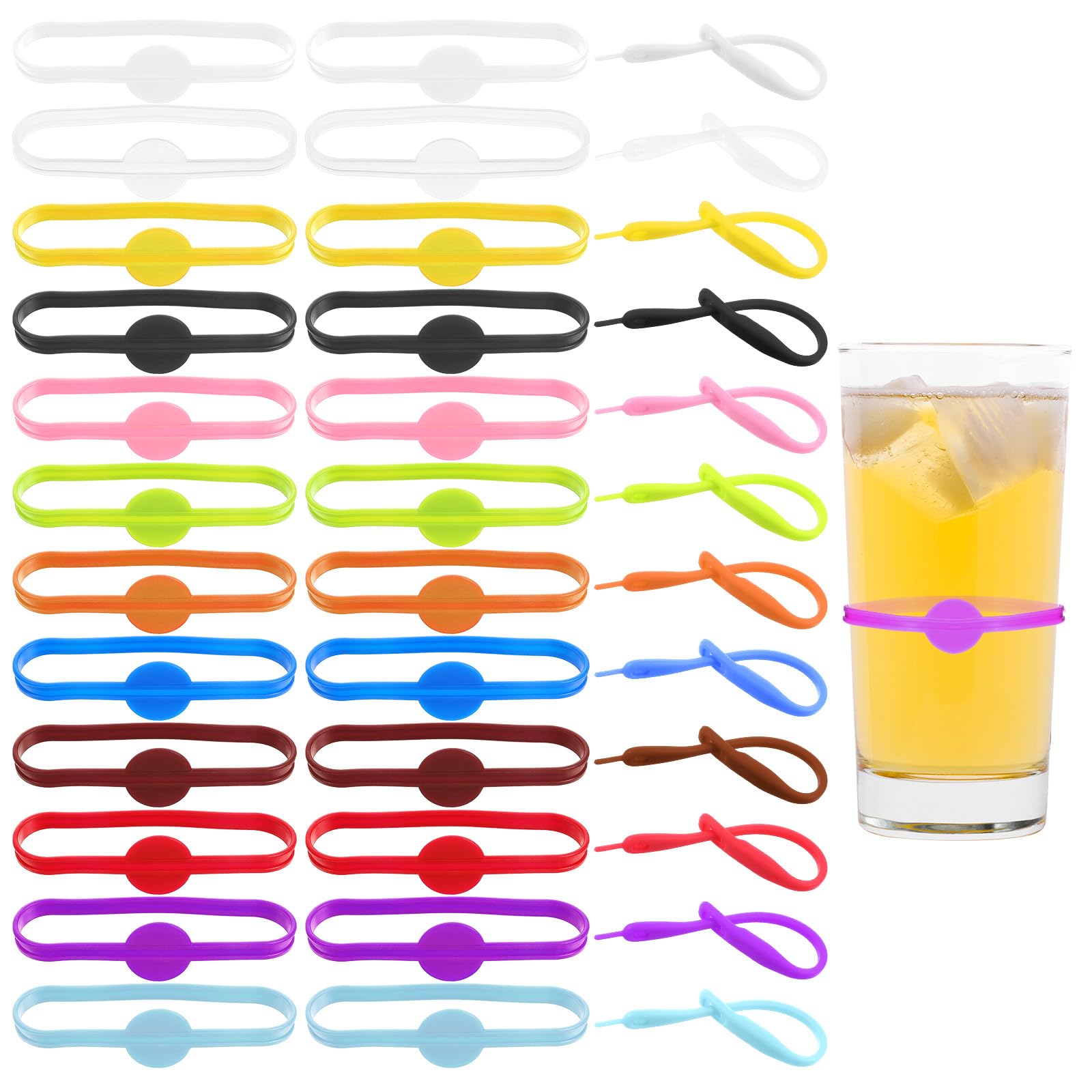 Yolev 36 Pcs Drinking Buddies Drink Markers Drink Tags Colorful Wine Charms for Stem Glasses, Universal Wine Glass Charms Suitable for Bottle Identification,Bar Parties or Families