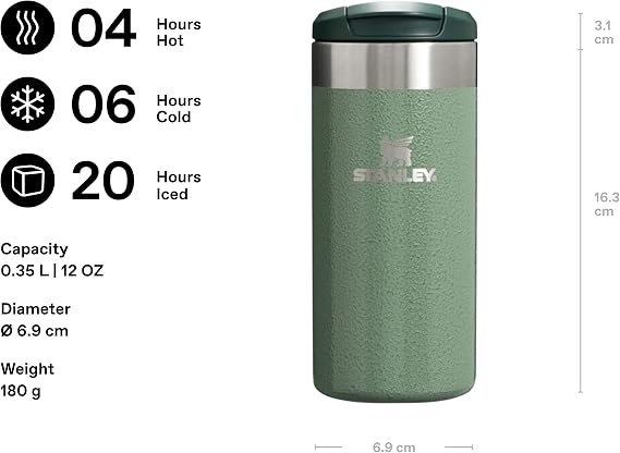 Stanley The Aerolight Transit Mug Thermos Cup, Green (Hammertone Green), 0.35 Liters