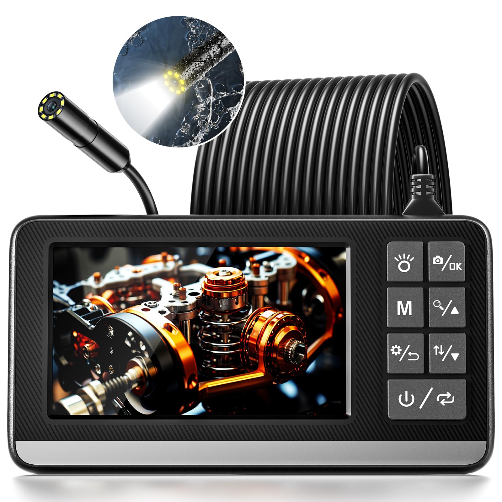 Borescope, 4.3" Industrial Endoscope 1080P HD Digital Borescope Inspection Camera (Pictures/Video) with 8 LED Lights, IP67 Waterproof Endoscope, 16.4FT Semi-Hard Cable, 32GB Card and Utility Tool (B0CLQD8BPM) Amazon Price History, Amazon Price Tracker