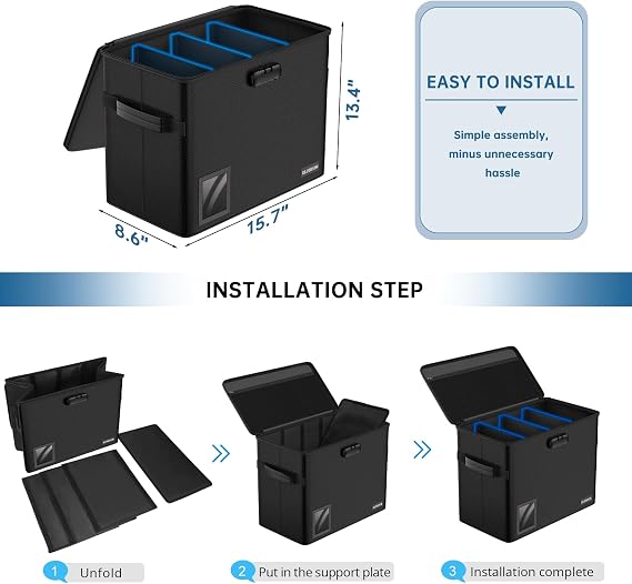 Graded Comic Book Storage for 30 Comics, Fireproof & Water-Resistant & Moistureproof Stackable CGC Comic Book Box with Label Window and Lock, Comic Book Case with Internal Triple Dividers