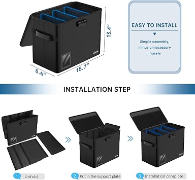 Graded Comic Book Storage for 30 Comics, Fireproof & Water-Resistant & Moistureproof Stackable CGC Comic Book Box with Label Window and Lock, Comic Book Case with Internal Triple Dividers