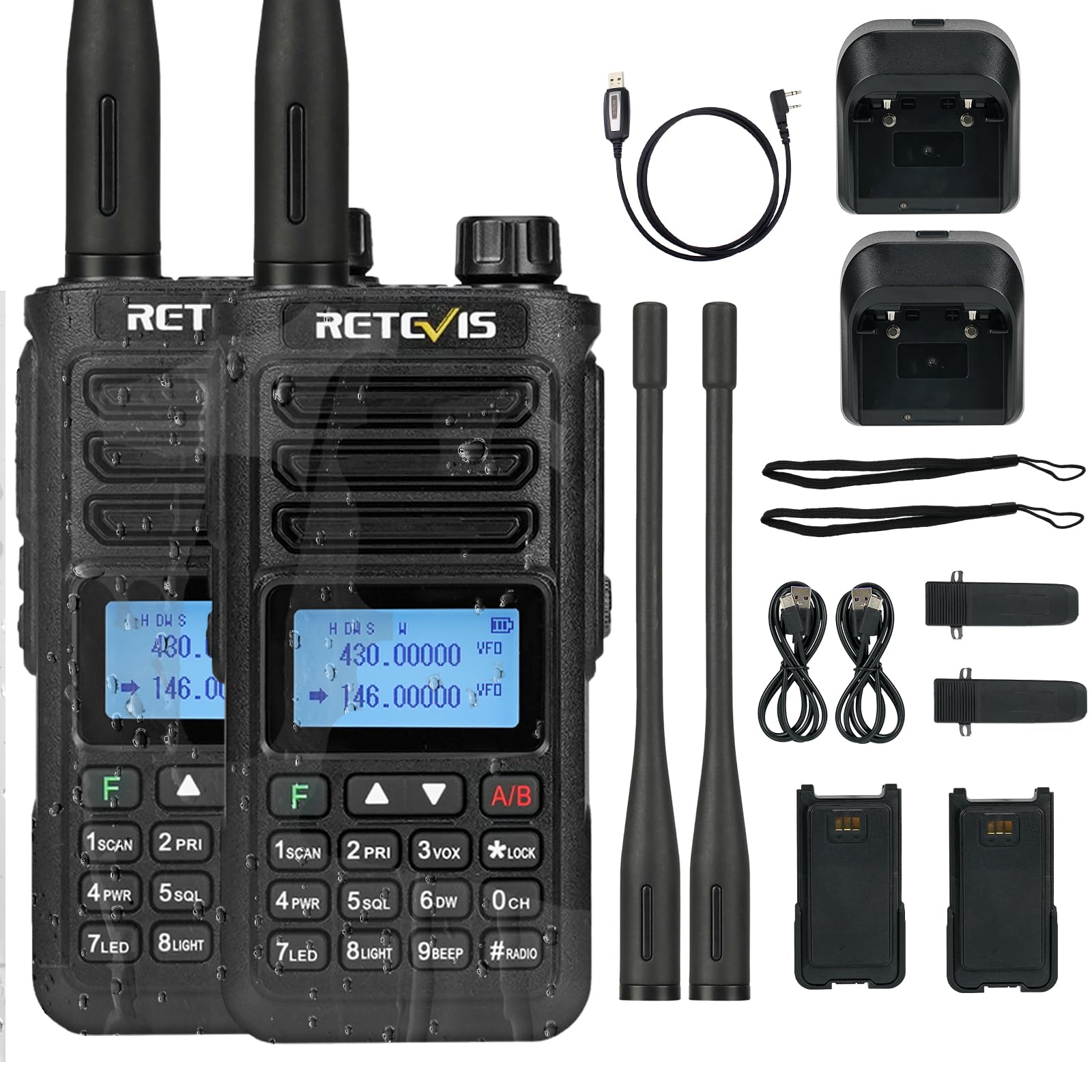 Retevis RA89 Radio Trasmittenti, Intervallo Lungo Walkie Talkie IP68 | Radioamatoriale, VFO, Batteria 2500mAh, Ricaricabile di USB A-C per il Salvataggio di Emergenza