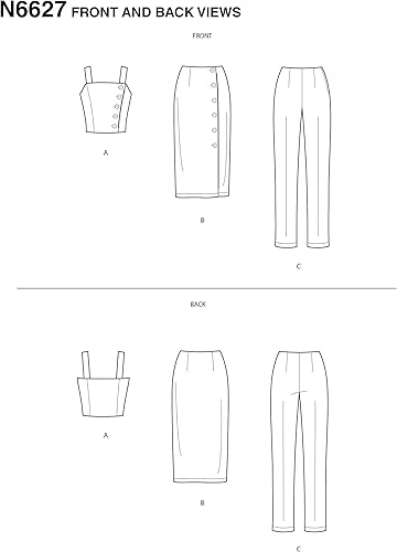 Miniatura 2 de New Look Sewing Pattern N6627 Misses' Top, falda y pantalones, Varios, Blanco