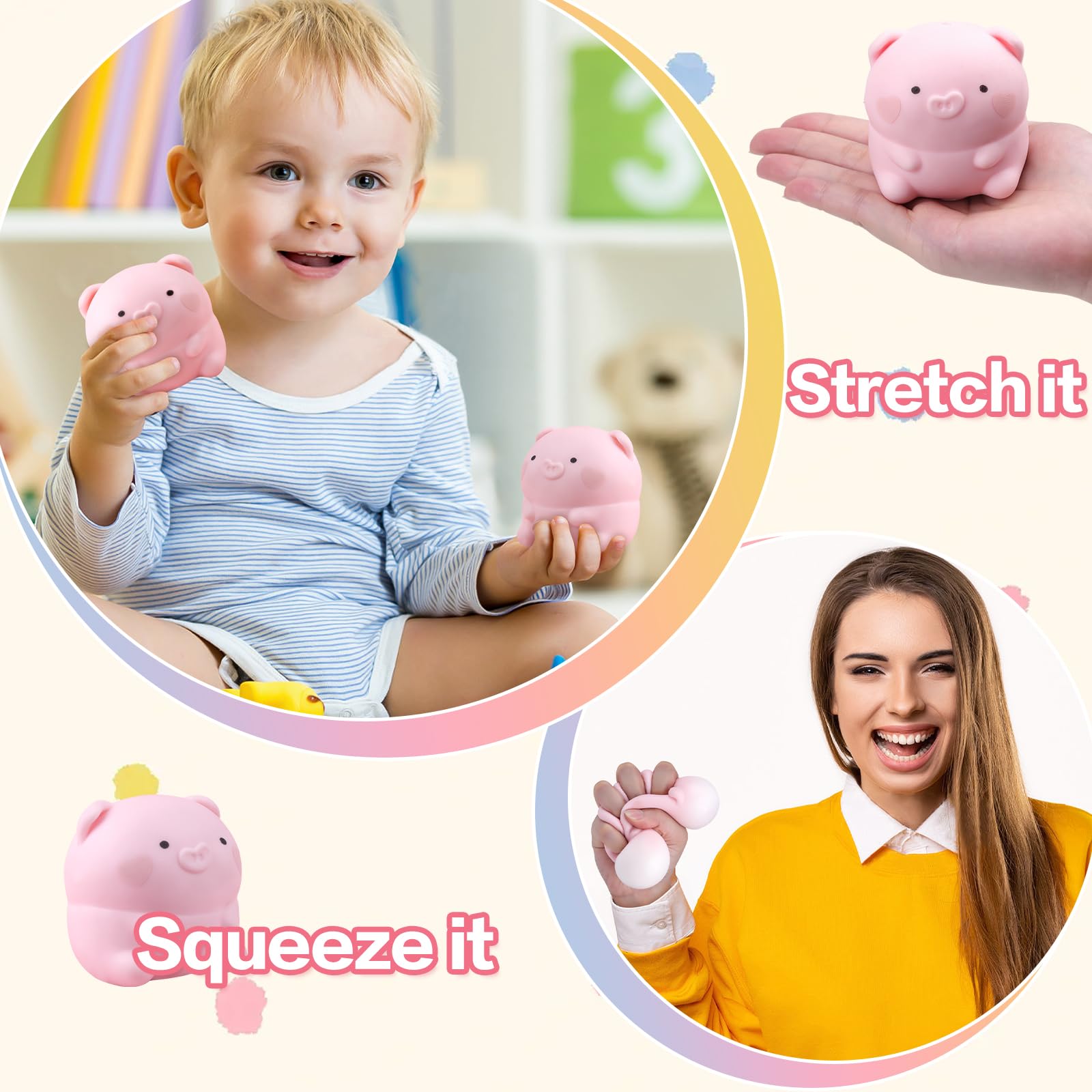 Anboor Zabawka do quishies ze świni, rozciągliwa zabawka dla dzieci i dorosłych, jako prezent urodzinowy