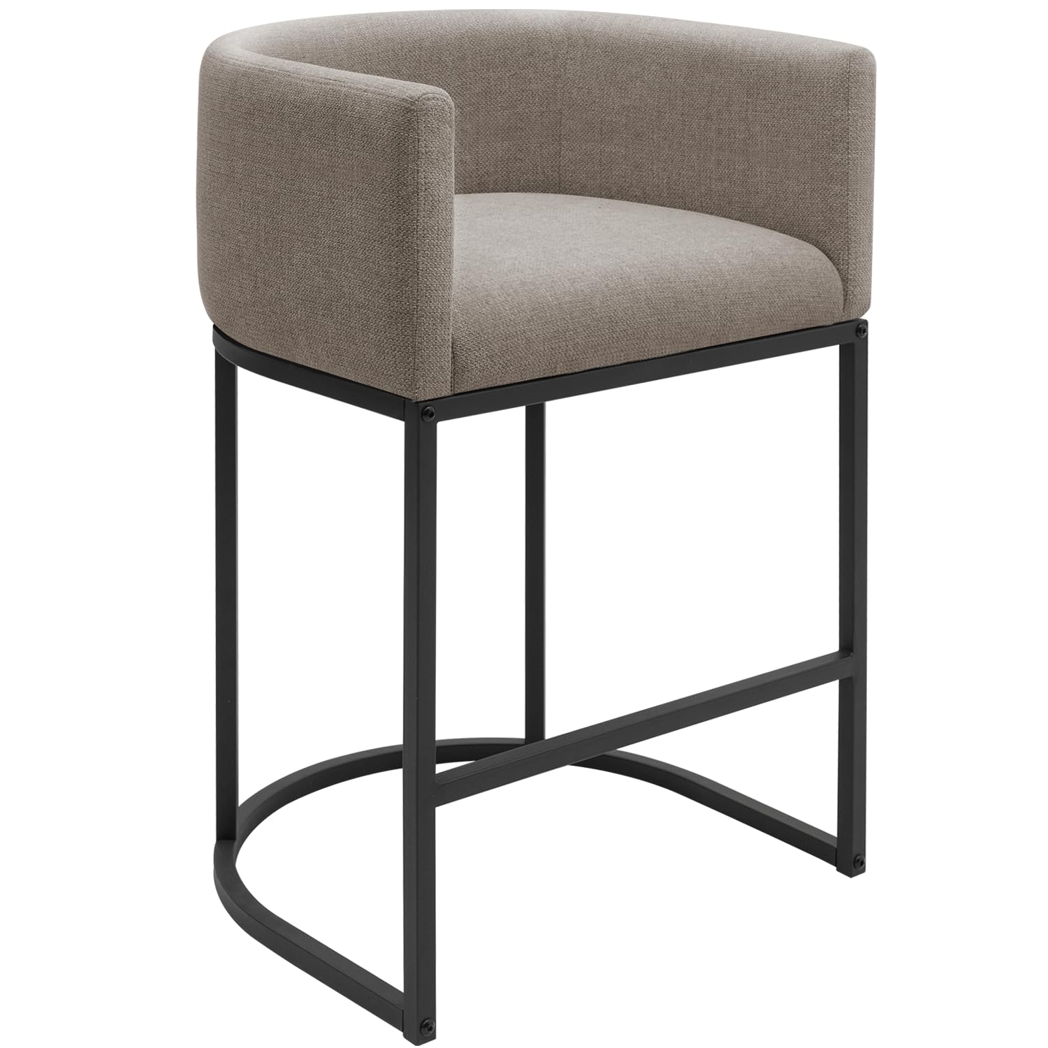 Counter Height Bar Stools, 24 Inch Seat Height Barstools for Dining Room, Fabric Upholstered Bar Chair for Kitchen Island, Linen Counter Stools with Metal Legs, Sand