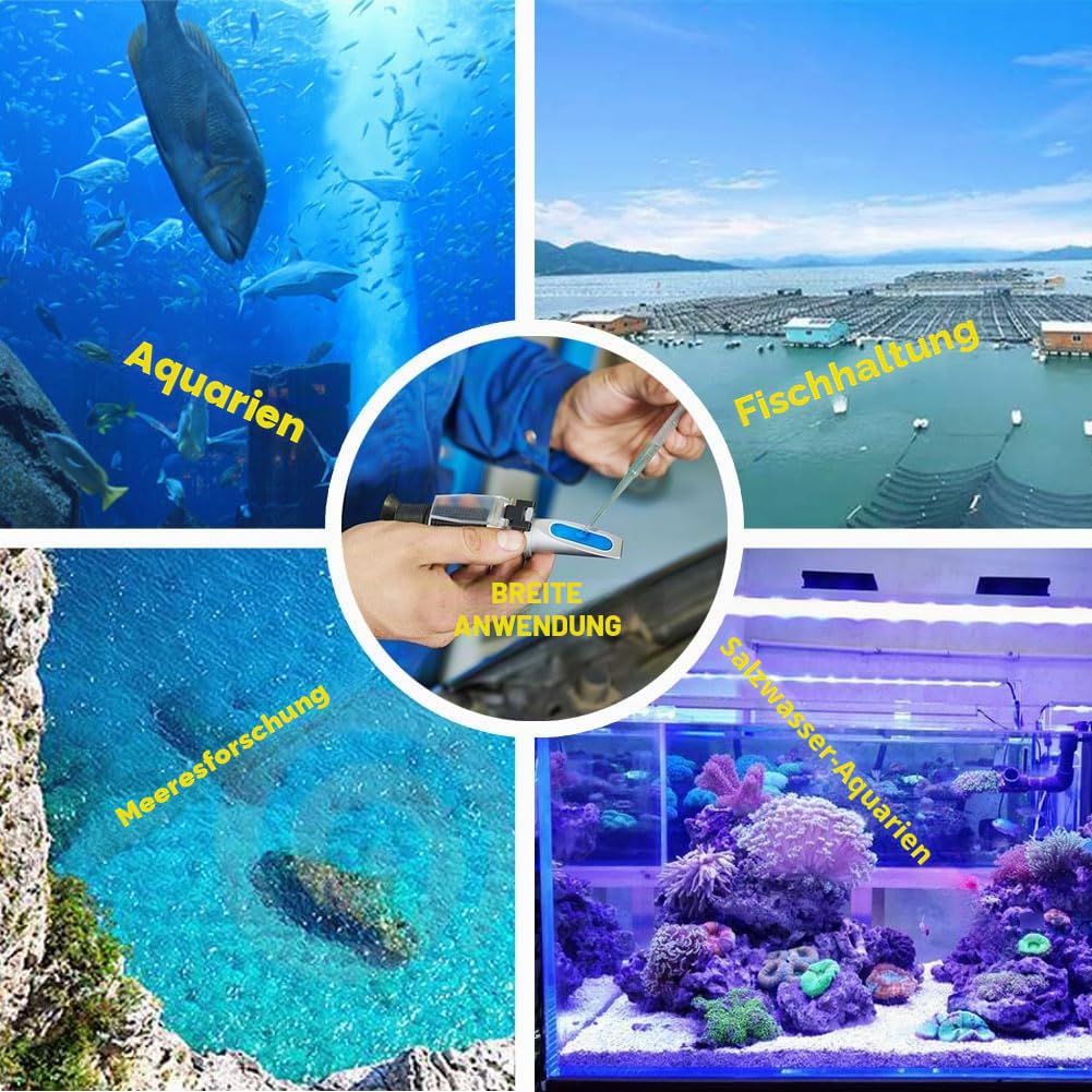 Agriculture Solutions Refraktometer für Meerwasser- und Meerwasser-Aquarien, 0-100 PPT mit automatischer Temperaturausgleich