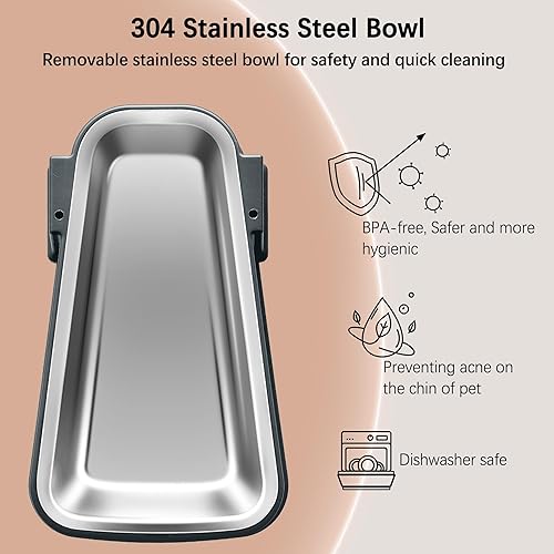 Miniatura 3 de Juego de alimentador automático de alimentos y dispensador de agua para perros y gatos con cuencos de acero inoxidable, alimentadores de agua y