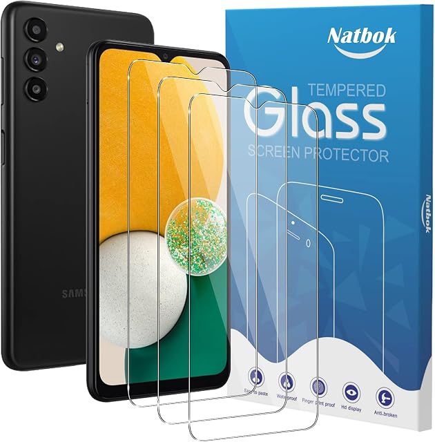 Natbok [3 Pack] Screen Protector for Samsung Galaxy A13 4G/5G,9H Hardness, Ultra Resistant, Anti-Fingerprints, No Bubbles,0.33mm HD-Clear Tempered Glass for Samsung A13 [Case Friendly, Easy Install]